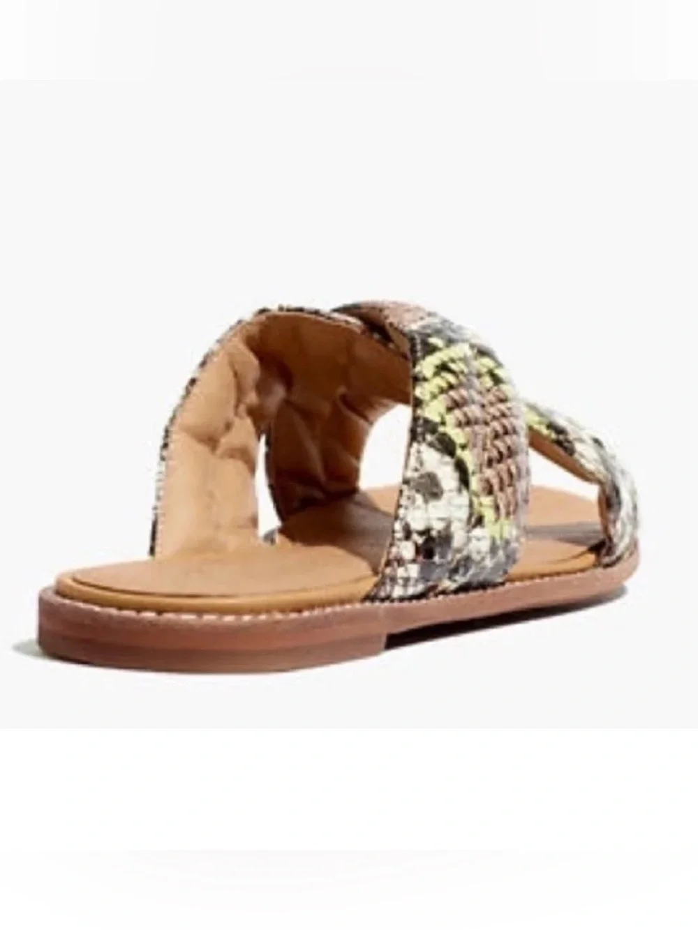 Madewell Skyler Slide Snake-Print Leather Embossed Flat